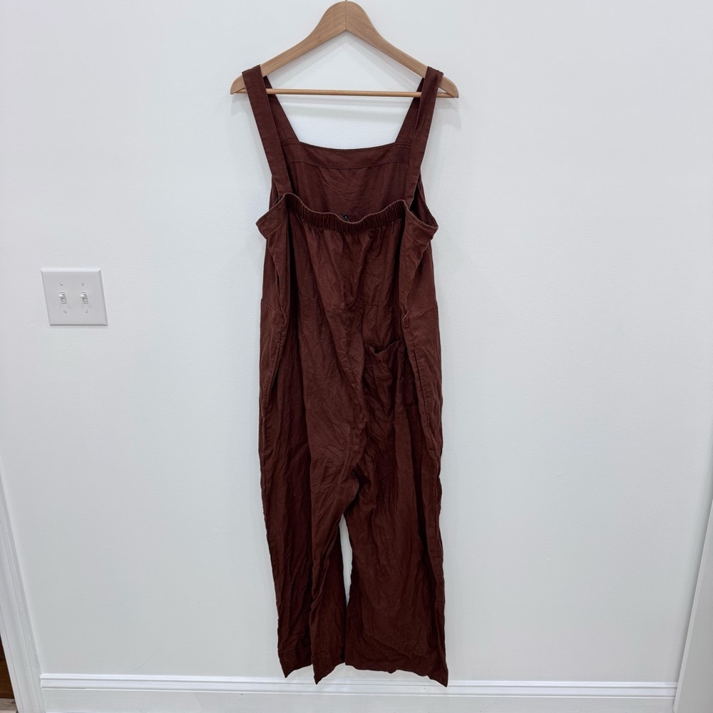 Women’s Brown Linen-Blend Wide Leg Jumpsuit